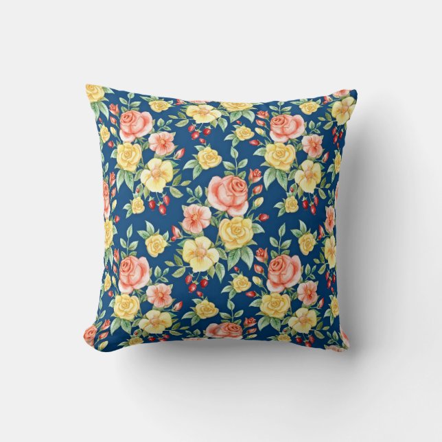Illustration Vintager Rose Muster Kissen (Vorderseite)