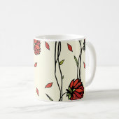 Illustration Vintager roter Blume Kaffeetasse (VorderseiteRechts)