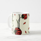 Illustration Vintager roter Blume Kaffeetasse (Vorderseite Links)