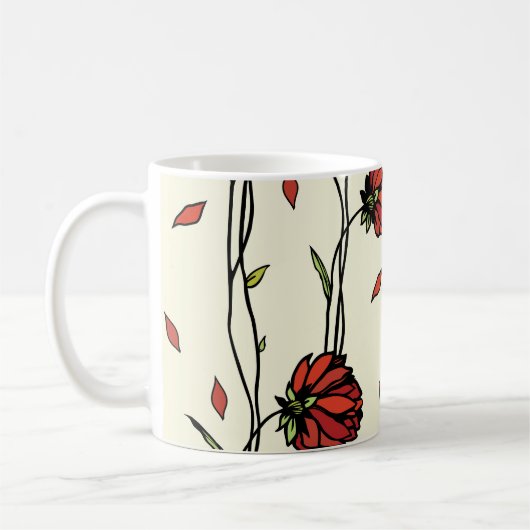 Illustration Vintager roter Blume Kaffeetasse (Links)