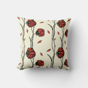 Illustration Vintager roter Blume Kissen