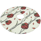 Illustration Vintager roter Blume Polyester Weihnachtsbaumdecke (Schrägansicht)