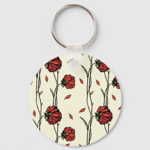 Illustration Vintager roter Blume Schlüsselanhänger