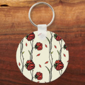 Illustration Vintager roter Blume Schlüsselanhänger (Vorderseite)