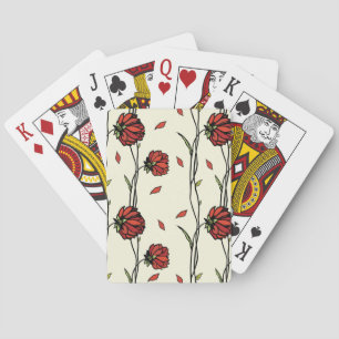 Illustration Vintager roter Blume Spielkarten