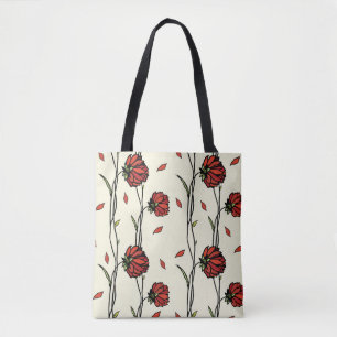 Illustration Vintager roter Blume Tasche