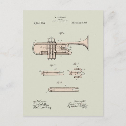 Illustration Vintager Trumpet Postkarte (Vorderseite)