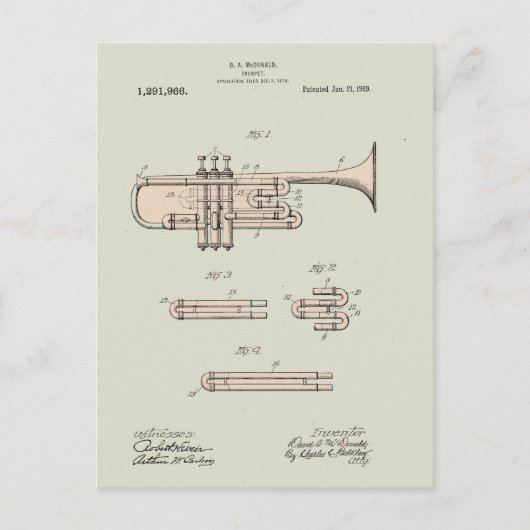 Illustration Vintager Trumpet Postkarte (Vorderseite)