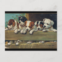 Illustration Vintager Welpen, Hunde-Welpen