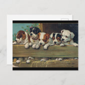 Illustration Vintager Welpen, Hunde-Welpen Postkarte (Vorne/Hinten)