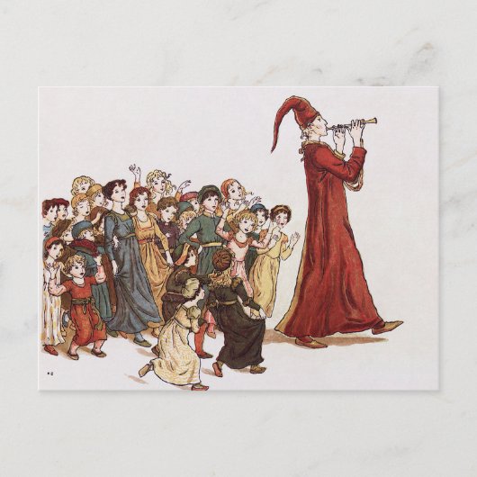Illustration vom Piper von Hamelin Postkarte (Vorderseite)