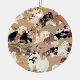Illustration von 100 Hunden durch Ito Jakuchu Keramik Ornament