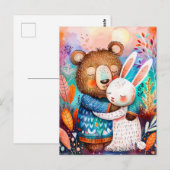 Illustration von Bären umarmendem Kaninchen im Wal Postkarte (Vorne/Hinten)