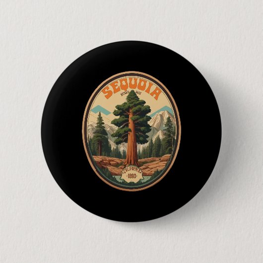 Illustration von Bäumen im Sequoia-Nationalpark Wa Button (Vorderseite)