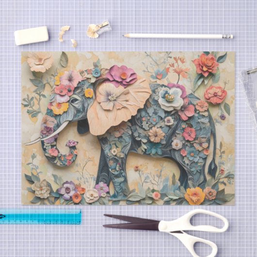 Illustration von BlumenElefanten Seidenpapier (Handwerk)