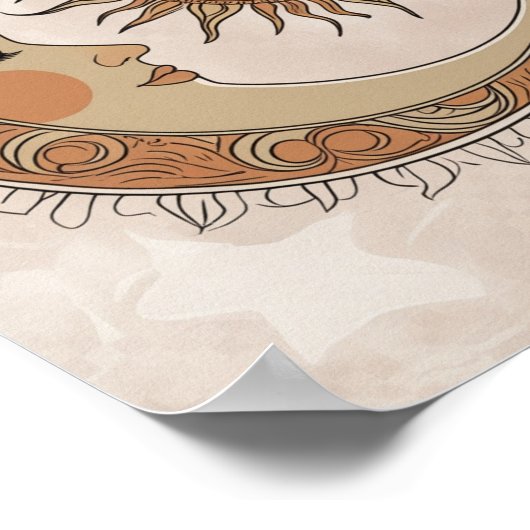 Illustration von Boho Sun und Moon Poster (Ecke)