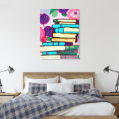 Illustration von Büchern und Blume Digitale Kunst Leinwanddruck (Insitu (Schlafzimmer))