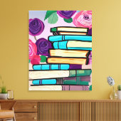 Illustration von Büchern und Blume Digitale Kunst Leinwanddruck (Insitu (Wohnzimmer))