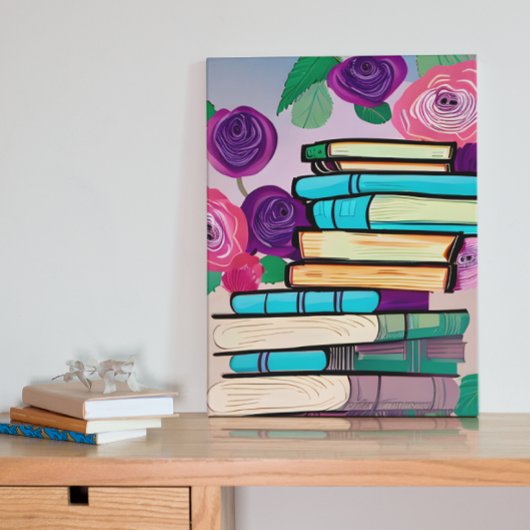 Illustration von Büchern und Blume Digitale Kunst Poster