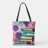 Illustration von Büchern und Blume Digitale Kunst Tasche (Rückseite)