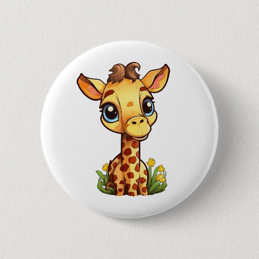 Illustration von Cartoon-Giraffen Button (Vorderseite)