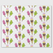 Illustration von Cartoon mit Sonnenanbetern und Ei Geschenkpapier (Flach)