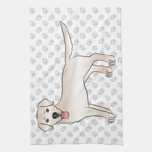 Illustration von Cream Labrador Retriever Cartoon Geschirrtuch (Vertikal)