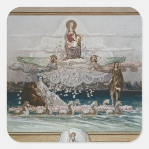 Illustration von Dantes "göttlicher Komödie" 2 Quadratischer Aufkleber