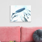 Illustration von Delphinen, die auf ein Boot schau Leinwanddruck (Insitu (Wohnzimmer))
