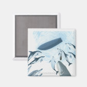 Illustration von Delphinen, die auf ein Boot schau Magnet (Vorderseite/Rückseite)