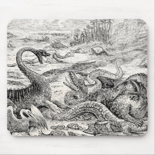 Illustration von Dinosauriern aus dem 19. Jahrhund Mousepad
