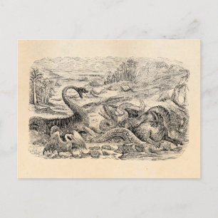 Illustration von Dinosauriern aus dem 19. Jahrhund Postkarte