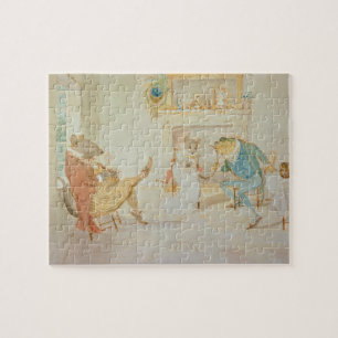 Illustration von 'einem Frosch, den er ein Puzzle