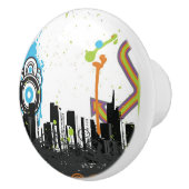 Illustration von einem grungy Stadtbild Keramikknauf (Rechts)