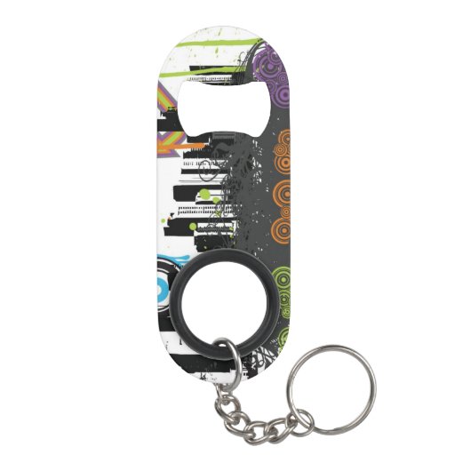 Illustration von einem grungy Stadtbild Schlüsselbund Flaschenöffner (Rückseite)