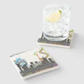 Illustration von einem grungy Stadtbild Steinuntersetzer (Seitenansicht)