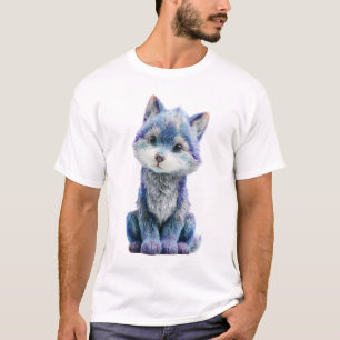 Illustration von Eisblauem Wolfswelpen für Männer T-Shirt