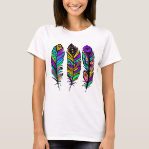 Illustration von farbenfrohen Federn T-Shirt