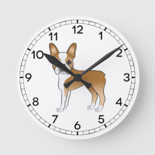Illustration von Fawn and White Boston Terrier Dog Runde Wanduhr