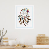 Illustration von Federn und Blume für Dreamcatcher Poster (Küche)