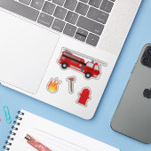 Illustration von Feuerwehren Aufkleber (Laptop mit iPhone)