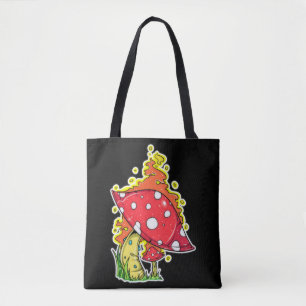 Illustration von flammenden psychedelischen Pilzen Tasche