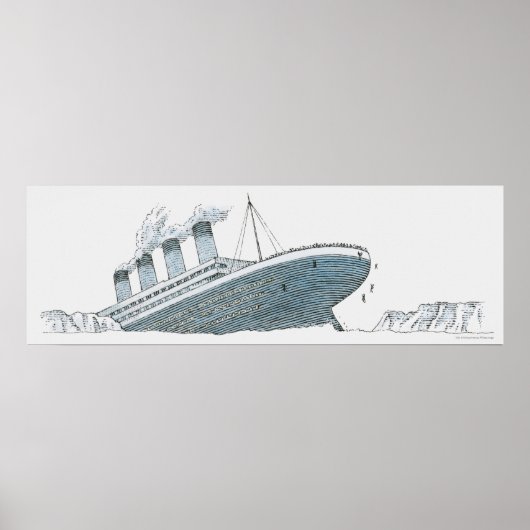 Illustration von Fluggästen, die von der Titanic f Poster (Vorne)