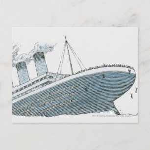 Illustration von Fluggästen, die von der Titanic f Postkarte
