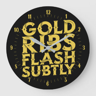 Illustration von Fly-Tying-Text: Goldene Rippen bl Große Wanduhr
