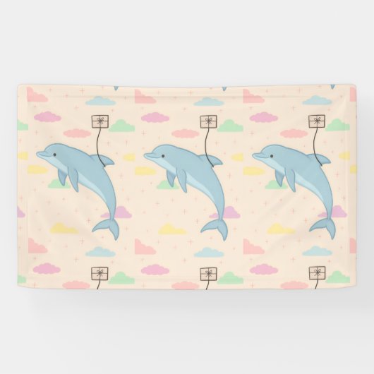 Illustration von Flying Delphin Deliverings Letter Banner (Horizontal)