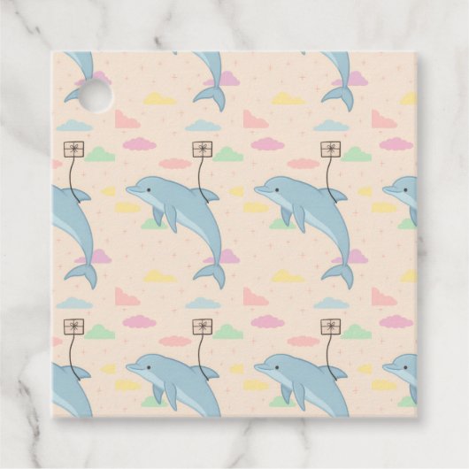 Illustration von Flying Delphin Deliverings Letter Geschenkanhänger (Vorderseite)