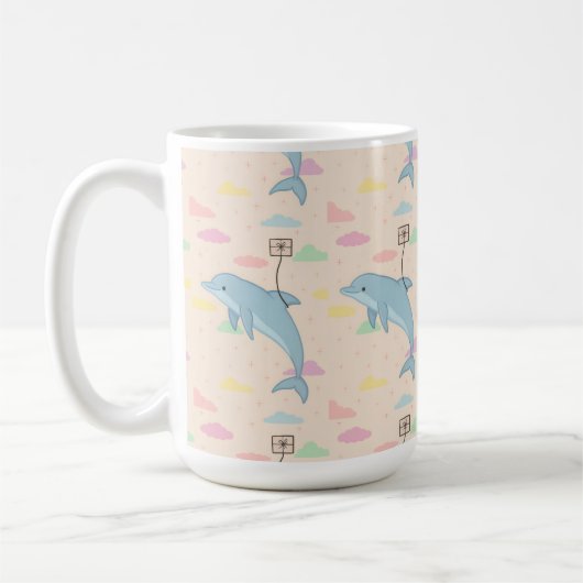 Illustration von Flying Delphin Deliverings Letter Kaffeetasse (Links)
