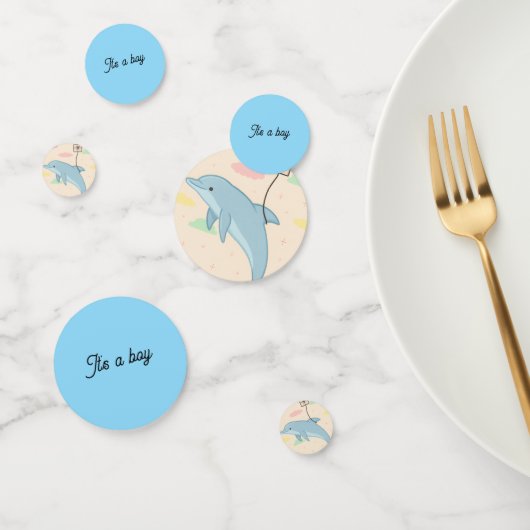 Illustration von Flying Delphin Deliverings Letter Konfetti (Gruppe)