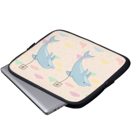 Illustration von Flying Delphin Deliverings Letter Laptopschutzhülle (Vorne Knopf)